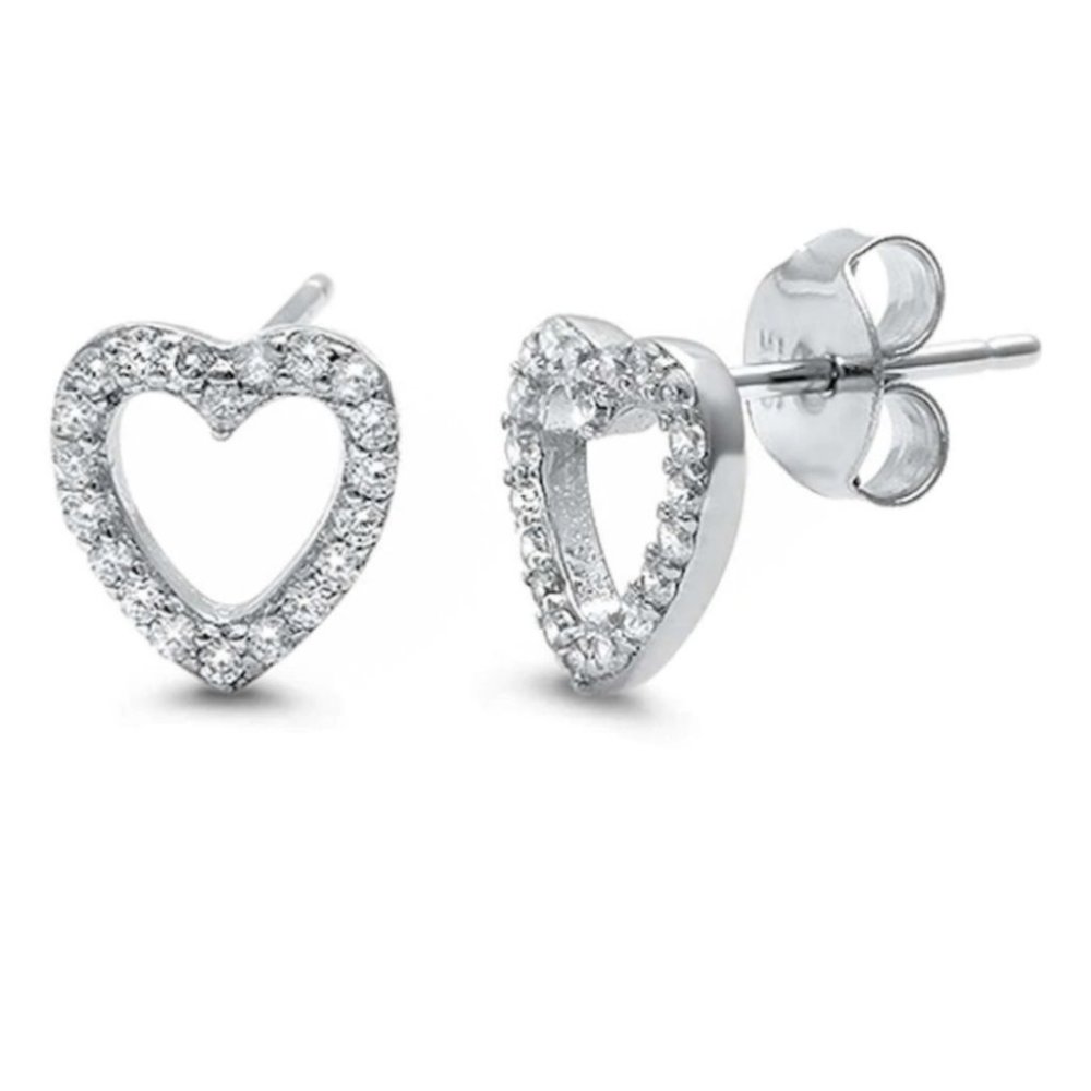Cubic Zirconia Heart Earrings
